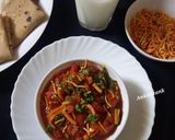 A picture of step 5 of Sev Tomato Sabji - Gujarati dinner sabji with butter roti.