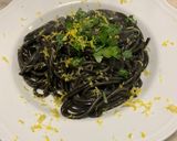 A picture of step 5 of One-Pan Spaghetti with Squid Ink and Lemon.