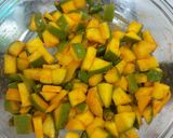 A picture of step 1 of Raw Mango green chili aachar.