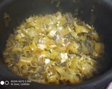 A picture of step 3 of Sarso Saag with Makki Roti.