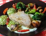 Tonhal steak, brokkoli rizs, sült zöldségek, egresmártás recept lépés 7 foto