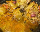 A picture of step 9 of Tagine chicken with olives and preserved chicken.