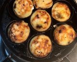 A picture of step 4 of Vegetable appe with red chilli coconut chutney.