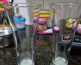 A picture of step 2 of Sharbat-e-Ishq (layered drink).