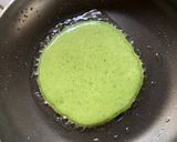 A picture of step 5 of Patishapta with a spinach purée.