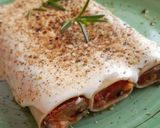 Foto del paso 15 de la receta: Canelones de pisto con bacalao gratinados con lactonesa de mostaza con miel