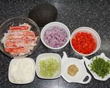 A picture of step 1 of Stuffed avocado with king crab salad.