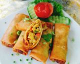 A picture of step 3 of Fried Spring Rolls with Curried Chicken Filling.