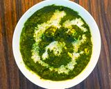 A picture of step 10 of Palak Paneer/ cottage cheese in spinach sauce.