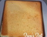 A picture of step 4 of Basbousa with Fresh Cream.