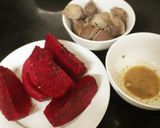 Hình bước làm 2 của món Mề vịt luộc xúp mì tôm + thanh long đỏ