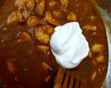 A picture of step 5 of My Chicken & Prawn Curry. With Basmati Rice and Sultanas.😁.