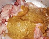 A picture of step 1 of Breadcrumbed chicken #4 week challenge#charity recipe.