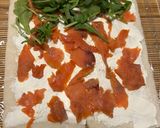 A picture of step 2 of Smoked Salmon, Arugula, and Cream Cheese Roll-Ups.