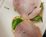 A picture of step 3 of Flat multiseed Bread, with Ham,Spinach, Tomato & Soft Cheese.