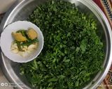A picture of step 1 of Sarson ka Saag and Makki di Roti.