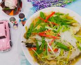 Hình bước làm 3 của món Cá mú hấp hành,gừng,xì dầu và dầu hào