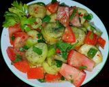 A picture of step 1 of Mike's 3 Minute Tangy Garden Side Salad.