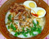 Foto langkah ke 4 dari resep Bubur Ayam Lembut Sangat Mudah Membuatnya Plus Kuah Kaldu.