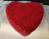 A picture of step 10 of Heart shape red velvet cake.