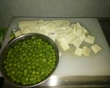 A picture of step 1 of Mutter paneer jeera rice.
