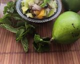 A picture of step 2 of Khatta meetha aam salad.