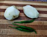 A picture of step 1 of Aloo ka achar.
