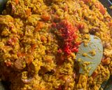 A picture of step 10 of Paella, chicken, chorizo & prawns.
