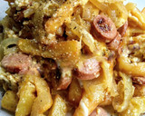 Foto del paso 3 de la receta: Revuelto de patatas fritas, salchichas, cebolla y huevo