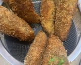 A picture of step 7 of Peri bites with leftover dinner chicken.