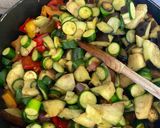 A picture of step 2 of Greek peppers and sausage bake with feta.