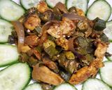 A picture of step 8 of Bhindi chicken ❤️.