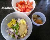 A picture of step 1 of Methi Matar Malai.