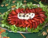 Une image de l'étape 7 de Feuille de chêne aux tomates coeur de bœuf, burrata et fleurs de basilic.