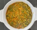 A picture of step 5 of Guvar tul nu shaak (cluster bean curry with sesame seeds).