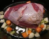 A picture of step 1 of Slow roasted beef with bread and mushroom sauce.