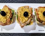 Foto del paso 7 de la receta: Pintxo de lomo ahumado con mermelada de calabaza, rúcula y picadillo de almendra