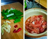 A picture of step 1 of Stir-Fried Pork with Scallions.