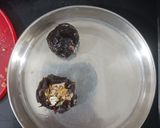 A picture of step 3 of Stuffed Dates in ganache.