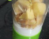 A picture of step 2 of Chikko (sapodilla)and oats porridge.