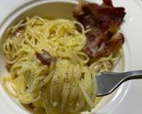 A picture of step 8 of Italian Carbonara.