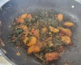 A picture of step 4 of Aloo palakh.