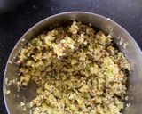 A picture of step 3 of Aubergine dipped in Besan or Chickpea flour / Pur Bhora Begun Bhaaja in Thakurbari style.