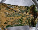 A picture of step 4 of Alu vadi (colacasia leaves fritters).