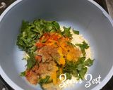 A picture of step 3 of Kadhi Pakoras with Water Spinach.