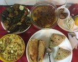 A picture of step 11 of Tadka Yellow Moong Dal,Mixed Tawa Fry Sabji &Veg Pulao.