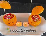 A picture of step 2 of Jack-o-Lantern Jello Heads:.