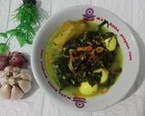 Foto langkah ke 6 dari resep Sayur Daun Singkong teri tahu telur puyuh Masak Santan.