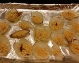A picture of step 6 of Pan Roasted Cheese Filled Onion Petals with Bacon a6nd Pepperoni.