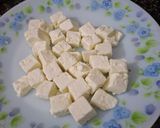 A picture of step 1 of Paneer popcorn (starter).